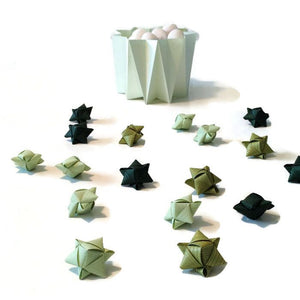 Mini cube stars for table or gift decoration 20 pcs - 10 green colors