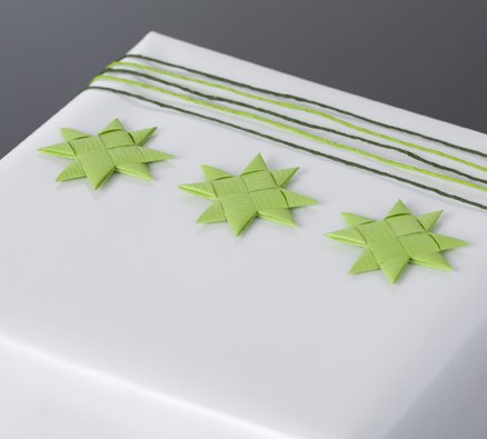 Lime flat star with tape S - 12 pcs