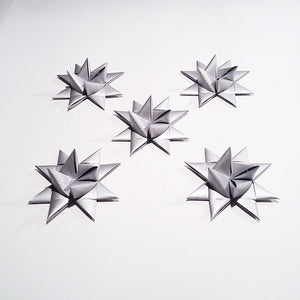 Silver half star with tape M - 5 pcs