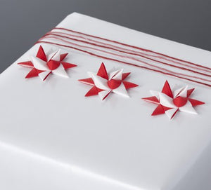 Red & White half star with tape S - 12 pcs