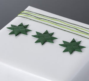 Green flat star with tape S - 12 pcs