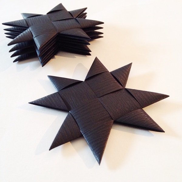 Black flat star with tape M - 5 pcs