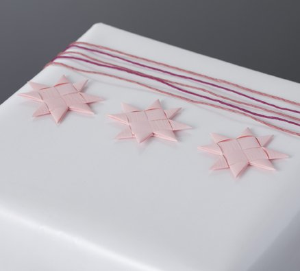 Pastel pink flat star with tape S - 12 pcs