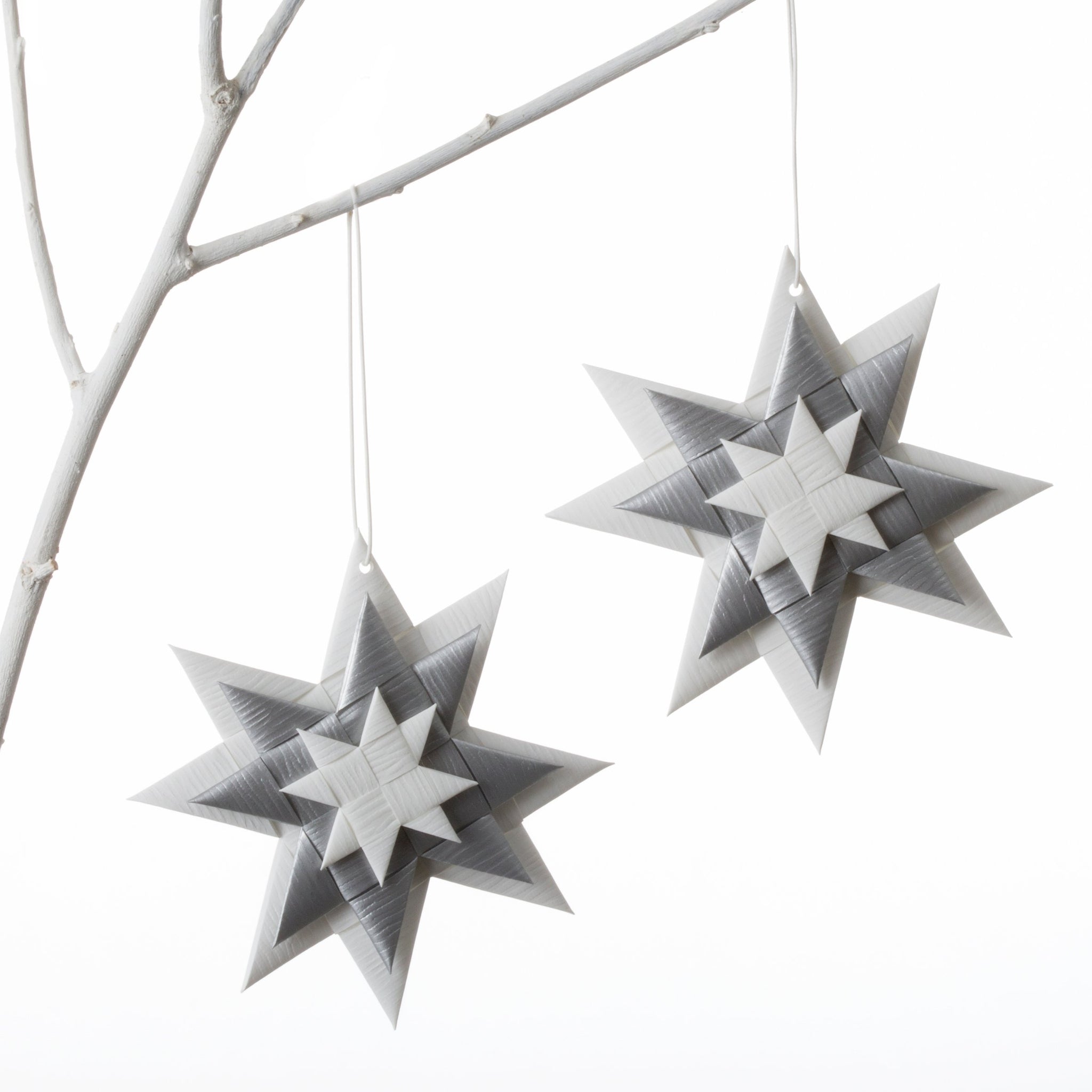 Flat 3D star - White & Silver