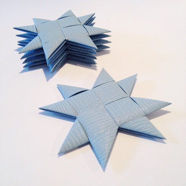 Gray Blue flat star with tape M - 5 pcs