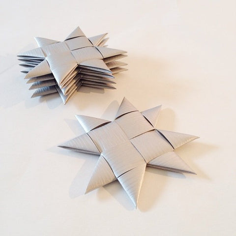 Silver flat star with tape M - 5 pcs
