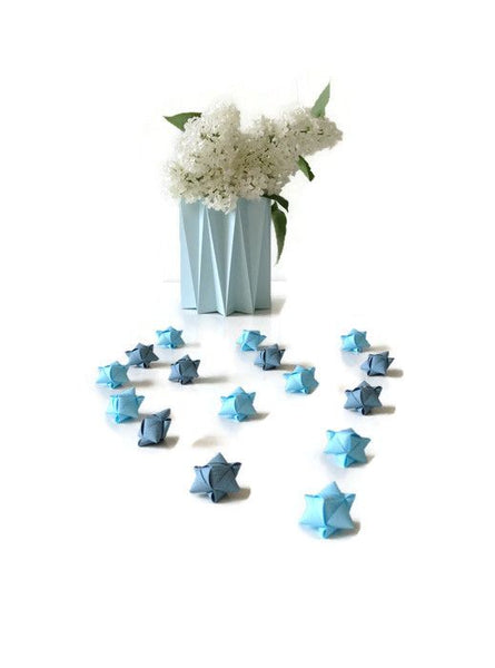 Mini cube stars for table or gift decoration 20 pcs - 6 blue colors