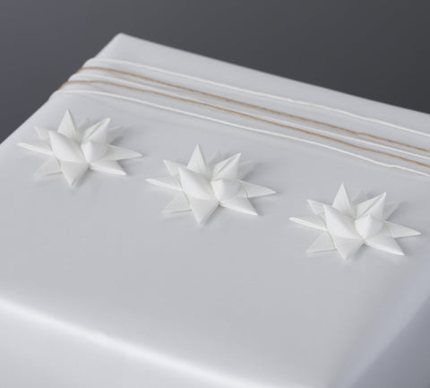 White half star with tape S - 12 pcs