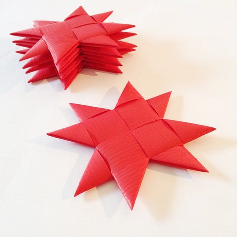 Red flat star with tape M - 5 pcs