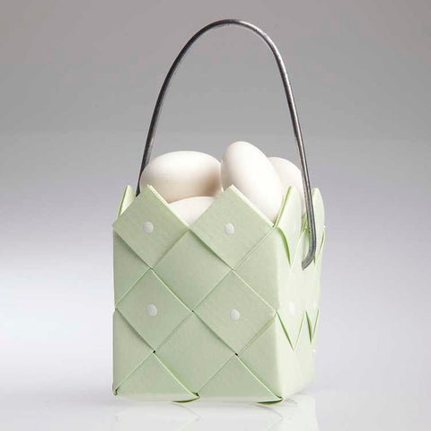 Basket soft green  with steel handle - 3 pcs