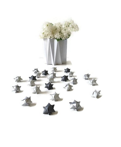Mini cube stars for table or gift decoration 20 pcs - 4 gray colors