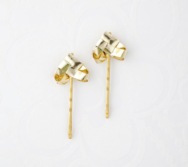 Gold hairpins with hearts a set of two