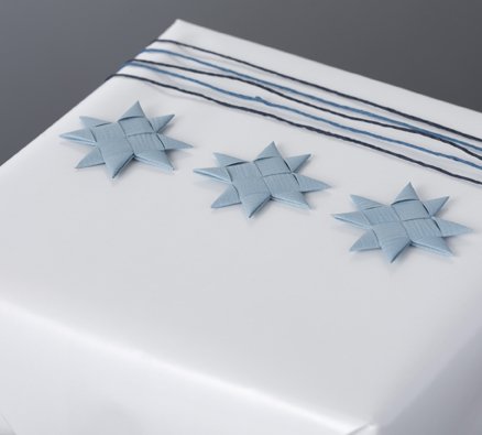 Gray Blue flat star with tape S - 12 pcs