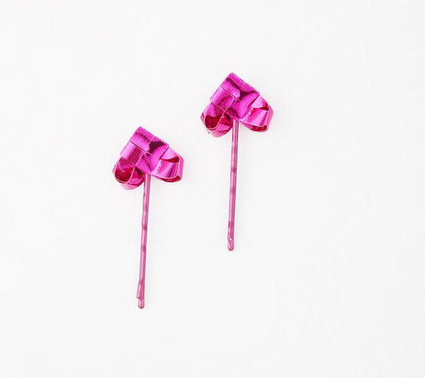 Cerise heart hairpins a set of two