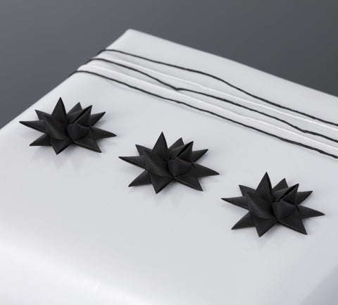 Black half star with tape S - 12 pcs