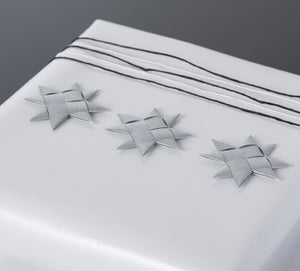 Silver flat star with tape S - 12 pcs