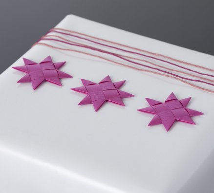 Fuchsia flat star with tape S - 12 pcs