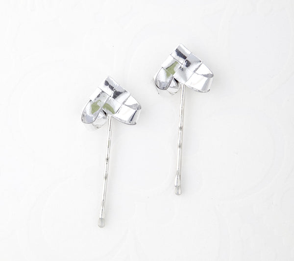 Silver hearts hairpins a set of two