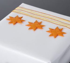Orange flat star with tape S - 12 pcs
