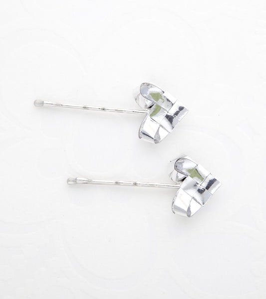 Silver hearts hairpins a set of two