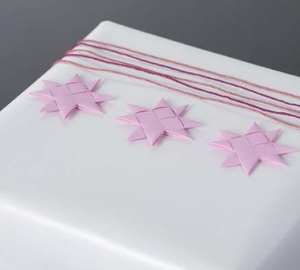 Pink flat star with tape S - 12 pcs