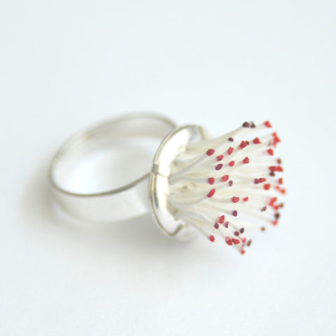 SPIKY RING RED DOTS